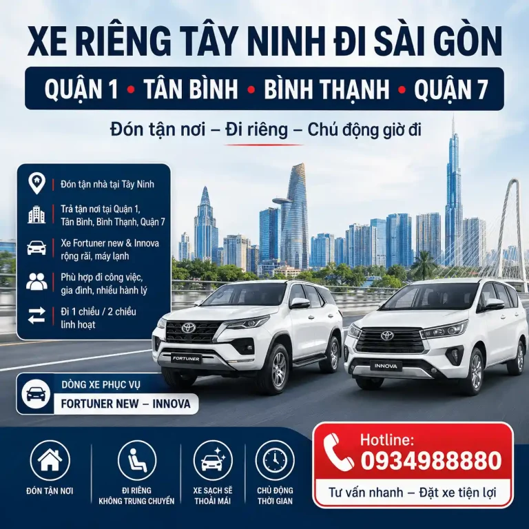 Xe riêng Tây Ninh đi Quận 1 Tân Bình Bình Thạnh Quận 7