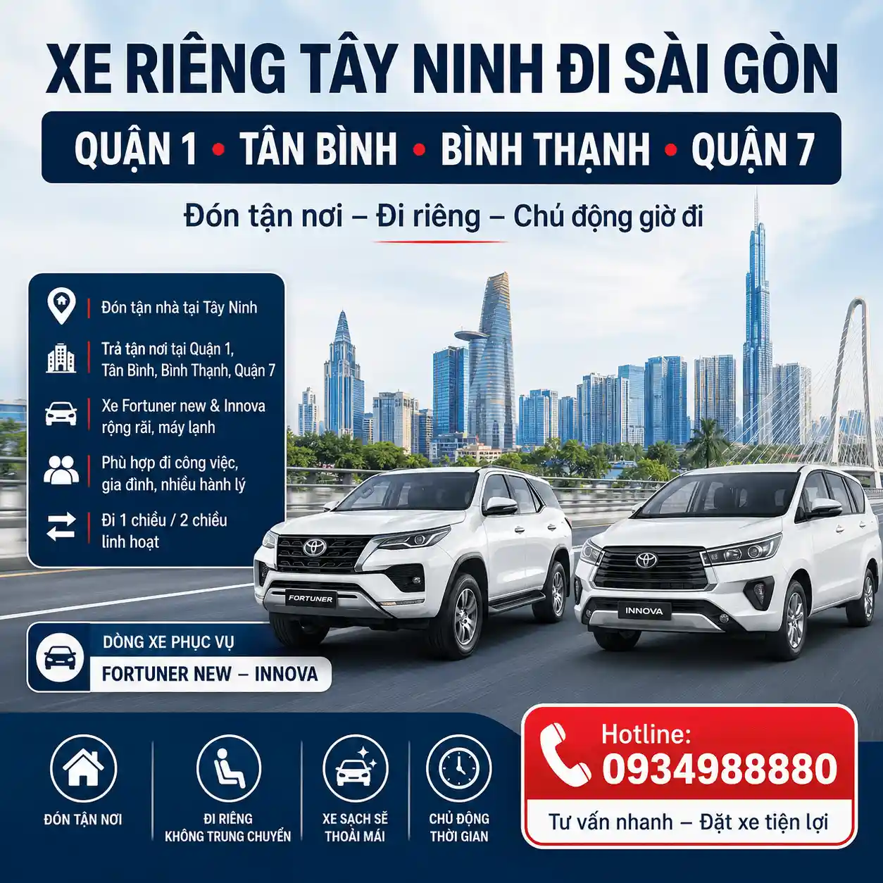 Xe riêng Tây Ninh đi Quận 1 Tân Bình Bình Thạnh Quận 7