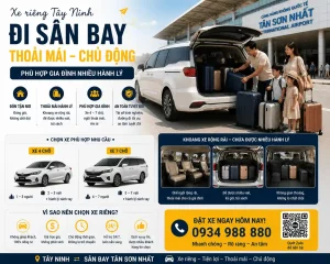 Xe riêng Tây Ninh đi sân bay phù hợp gia đình nhiều hành lý