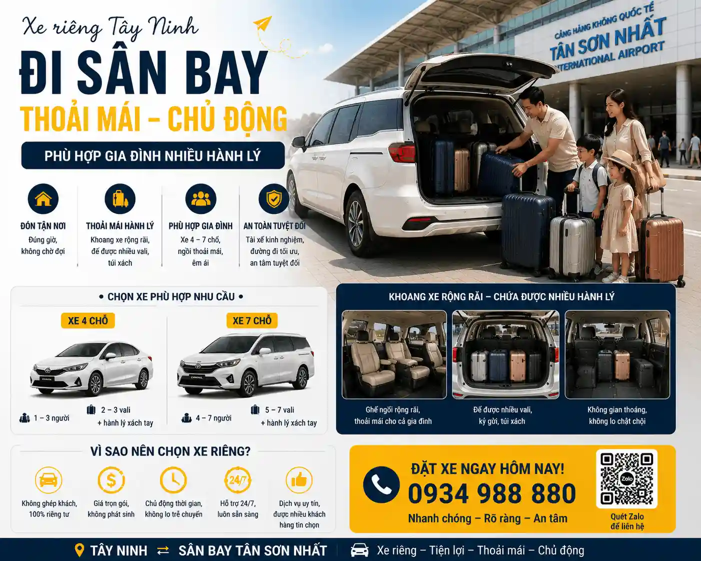 Dịch vụ xe riêng Tây Ninh đi sân bay Tân Sơn Nhất