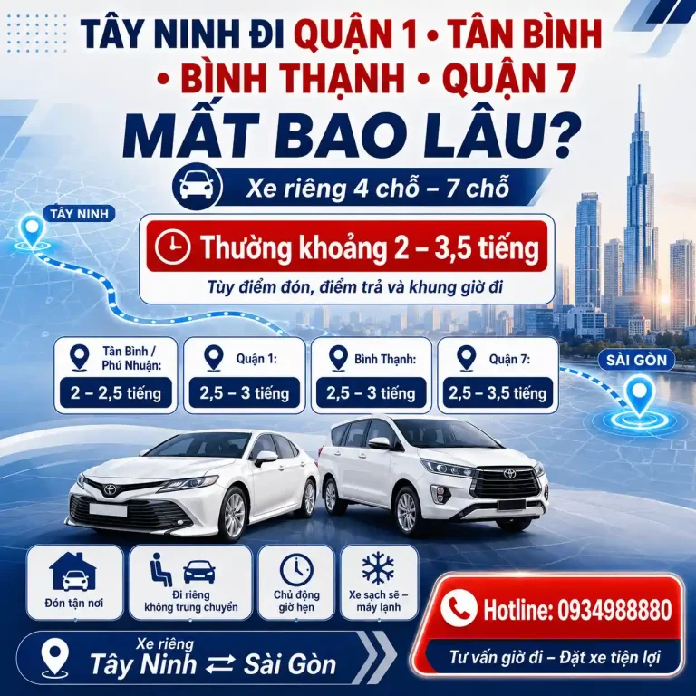 Tây Ninh đi Quận 1 Tân Bình Bình Thạnh Quận 7 mất bao lâu