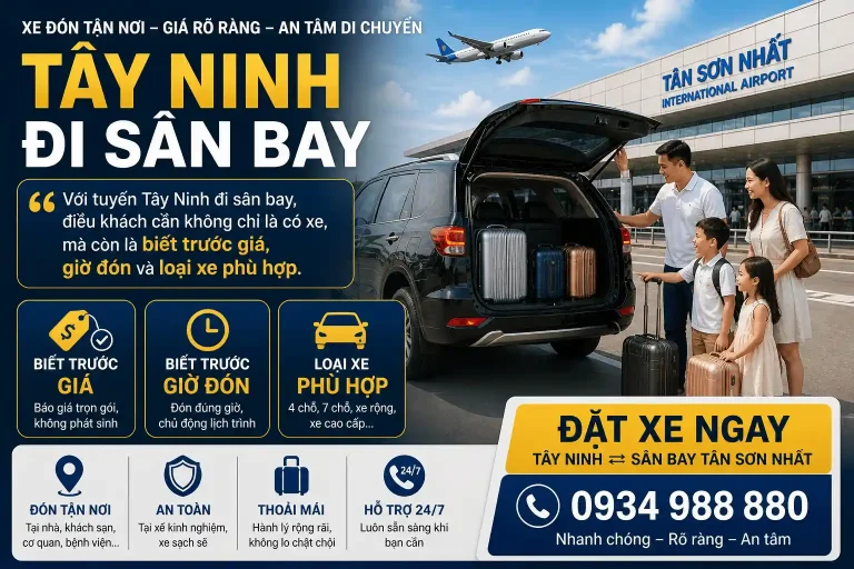 Taxi Tây Ninh đi sân bay và xe đặt trước đi Tân Sơn Nhất